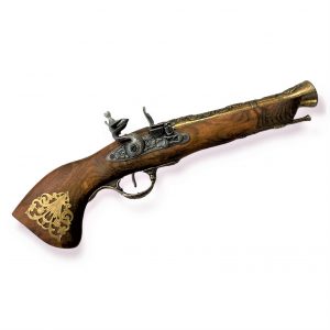 Pistola Antiga c/Cunho Largo Acabamentos Dourados (Replica)