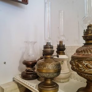 Candeeiro Petróleo Latão Cristal Recuit – Vintage Decorativo