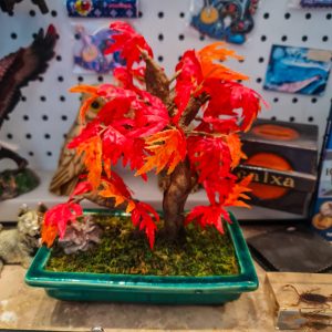 Mini Bonsai Artificial Bordo Vermelho (maple) – Decoração Elegante
