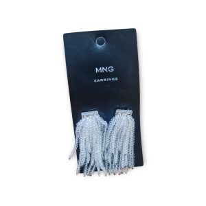 MNG (Mango) – Pendiente Florida • Brincos tassel com contas cristalinas (prateado/transparente)