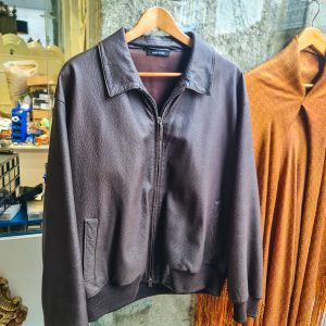 Casaco Bomber Pele LA MATTA – Made in Italy – Tamanho L – Forro Acetinado – Fecho Metálico