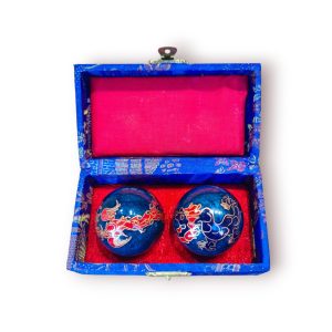 Par Bolas Baoding (Cloisonné) Dragão & Fénix – Ø ~4,8 cm – com caixa têxtil