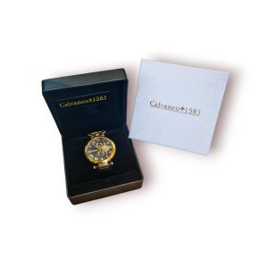Relógio Automático Calvaneo 1583 – Veledi II Gold, Mostrador Preto, Caixa Original