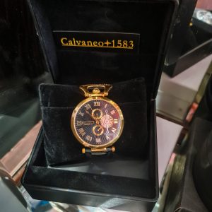 Relógio Automático Calvaneo 1583 – Veledi II Gold, Mostrador Preto, Caixa Original