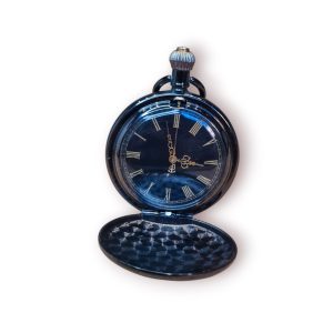 Relógio Bolso Estilo Vintage – Caixa Preta c/ Detalhes Dourados