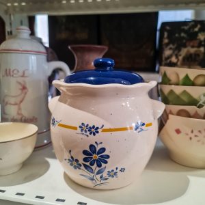 Pote Cerâmica Decorada c/ Tampa Azul Cobalto – 16 cm