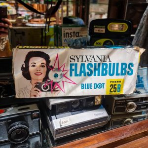 Conjunto Vintage Lâmpadas Flash – Sylvania Blue Dot Press 25B (11/12) – c. 1955–1965