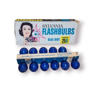 Conjunto Vintage Lâmpadas Flash – Sylvania Blue Dot Press 25B (11/12) – c. 1955–1965