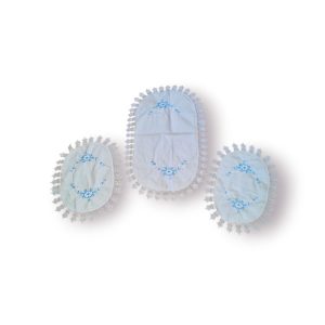 Conjunto (03) Centros Mesa Bordados à Mão – Flor Azul Renda Croché