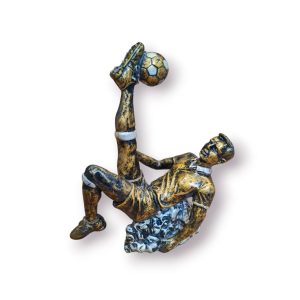 Escultura Decorativa Estilo Cristiano Ronaldo – Jogador Futebol Bicicleta (Resina Pintada, 19x16x6,5 cm)