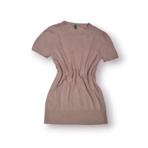 Camisola Manga Curta Benetton – Lã & Angorá – Bege Claro – Tamanho S (IT 40 / EU 34)