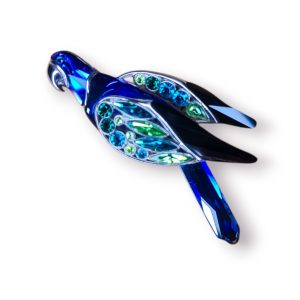 🪶 Broche Swarovski “Parrot” Prata 925 Cristais Azuis e Verdes – Edição Coleção 2004 (Ref. 274459)