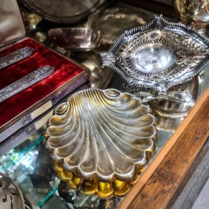 🐚 Concha Antiga Prata 833 – Peça Batismal c/ Bases Forma Carpa (102 g)