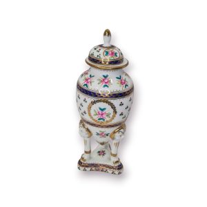 ✨ Taça Decorativa c/ Tampa – Kaji Fine Porcelain Japan (27 cm) – Pintada à Mão, Detalhes Dourados