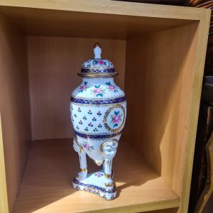 ✨ Taça Decorativa c/ Tampa – Kaji Fine Porcelain Japan (27 cm) – Pintada à Mão, Detalhes Dourados