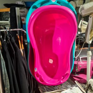 🛁 Banheira Bebé Plástico Rosa com Tampão de Drenagem