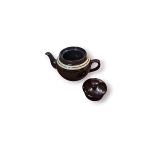 ☕ Bule / Chaleira em Cerâmica Vidrada – Tons Castanho e Bege