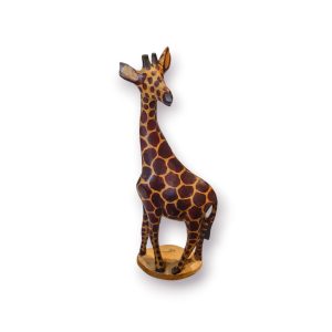 🦒 Escultura Decorativa Girafa Madeira – Pintada à Mão | 31 cm