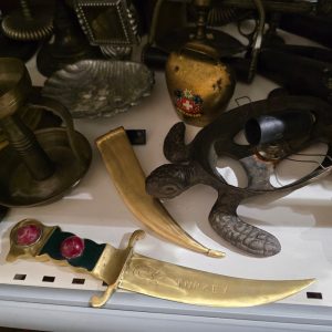 🗡️ Punhal Decorativo Turco em Metal com Bainha – 28 cm – Meia-Lua e Estrela