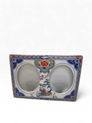 🏯 Porta-Retrato Duplo Porcelana Japonesa “Eiura – Japan” – Estilo Imari – 18,5 cm