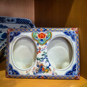 🏯 Porta-Retrato Duplo Porcelana Japonesa “Eiura – Japan” – Estilo Imari – 18,5 cm