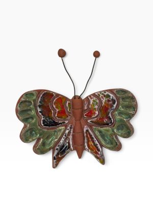 🦋 Borboleta Decorativa em Cerâmica Vidrada – Assinada “ALVES / 14” – 10,5 cm