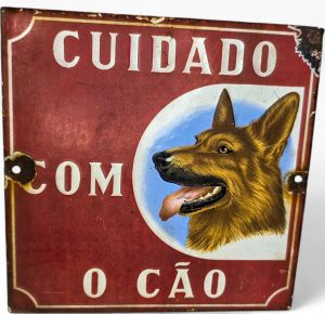 🐕 Placa Metálica Vintage “CUIDADO COM O CÃO”