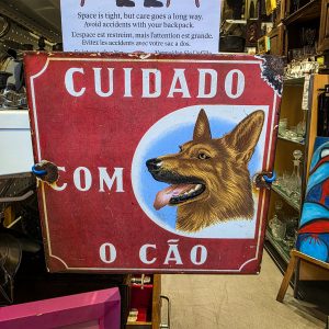 🐕 Placa Metálica Vintage “CUIDADO COM O CÃO”