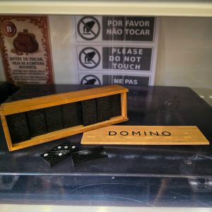 🎲 Jogo Dominó Vintage Caixa Madeira – Peças Decoradas com Dragão Oriental