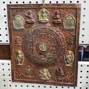 🕉️ Painel Tibetano / Nepalês em Cobre Repuxado Divindades Budistas | 33 cm