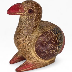 🪵 Escultura Artesanal Madeira – Ave Tribal Decorativa – 8,5 cm