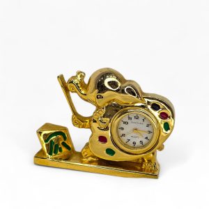 🐘 Mini Relógio Decorativo Elefante Artista Exactime Quartz – Vintage Dourado