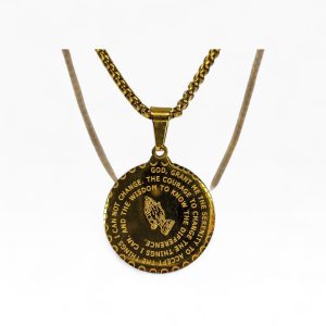 ✝️ Colar Aço Inoxidável com Medalha Religiosa – Oração da Serenidade