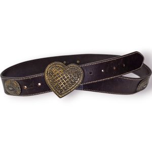 🤎 Cinto Vintage Pele Genuína “CALEI” com Fivela Coração – Estilo Boho
