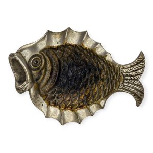 🐟 Vide-Poche / Cinzeiro Decorativo Vintage Metal – Forma Peixe (15 cm)