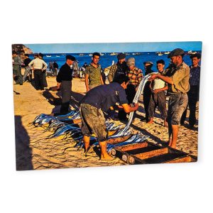 📮 Postal Antigo – Sesimbra Portugal – Escolha de Peixe na Praia (Década de 1950)