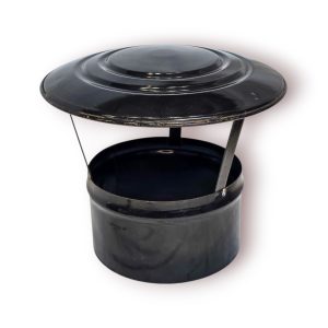 🔥 Chapéu Chaminé Antigo Metal Esmaltado Preto – 26 cm