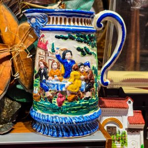 🎨 Jarro Cerâmica Aveiro 1939 – Cena Popular com Mascarão – Arte Popular Portuguesa