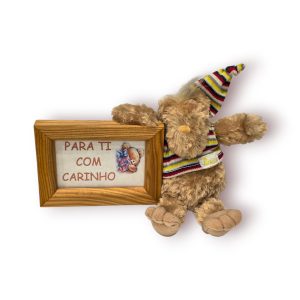 🧸 Porta-Retrato com Urso Peluche Patusca – Presente “Para Ti com Carinho”