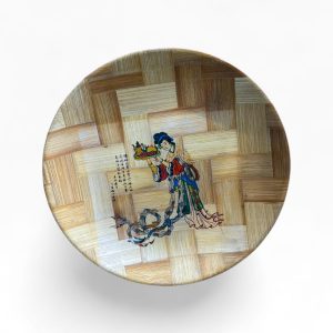 🎎 Travessa Decorativa Bambu Entrançado Cena Oriental – 40,5cm