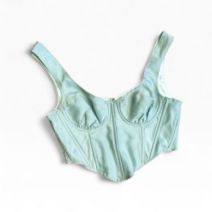 💚 Top Corset Mistress Rocks Verde Satinado – Tamanho XS (Novo)