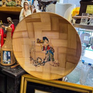 🎎 Travessa Decorativa Bambu Entrançado Cena Oriental – 40,5cm