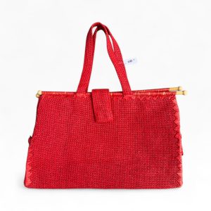 👜 Mala Senhora ECOH BIJOUX em Fibra Natural Vermelha com Estrutura Madeira – Nova c/ Etiqueta