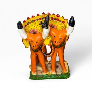 🐂 Escultura Folk Bois Barro Pintado à Mão – Arte Popular Vintage