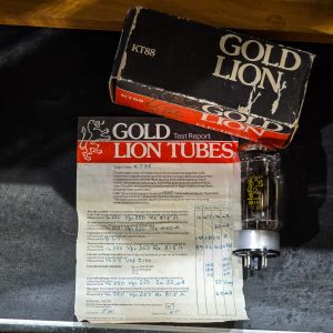 🦁 Válvula Eletrónica Gold Lion KT88 Made in England com Caixa e Relatório de Teste