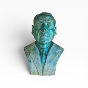 🗿 Busto Masculino Vintage Patinado em Azul/Verde — Peça Decorativa Assinada