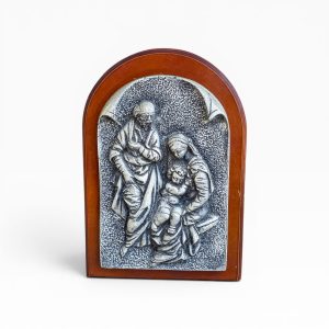 👼 Quadro Religioso Sagrada Família Estanho — 34 cm