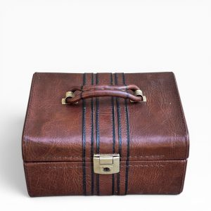 🧳 Maleta Antiga Couro Legítimo — Toucador / Necessaire Vintage com Chave