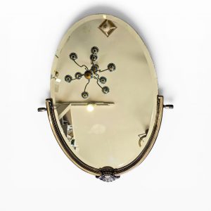 🪞 Espelho Oval Vintage Biselado com Moldura Metal Prateado – 71 cm
