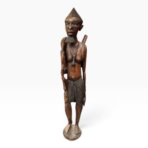 🗿 Escultura Africana em Madeira — Caçador com Espingarda — 135 cm